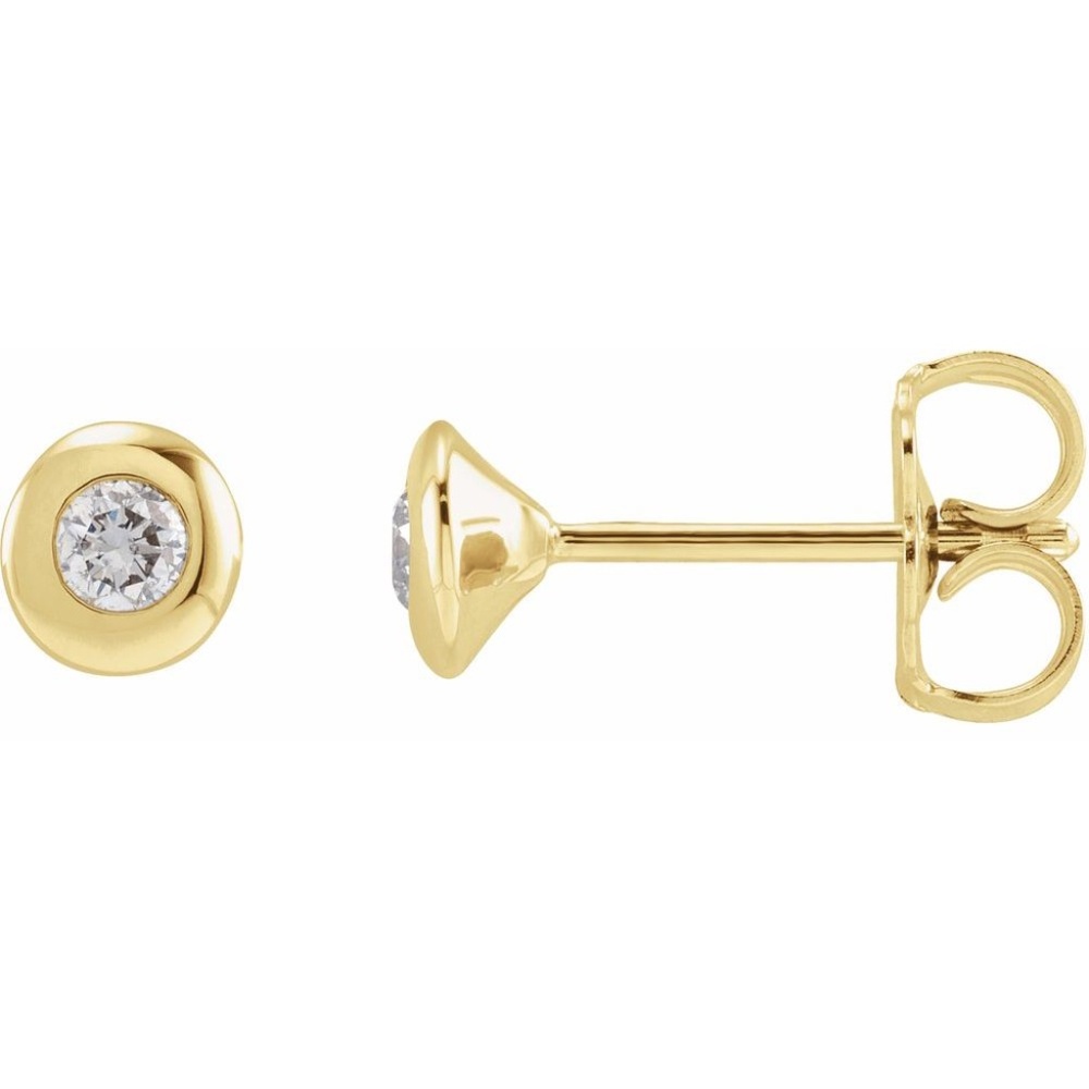 14K Yellow Gold 1/5 CTW Natural Diamond Domed Bezel-Set Solitaire Earrings